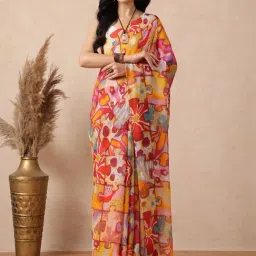Navyasa by liva Multicolored Geometric Saree With Unstitched Blouse-picture-17
