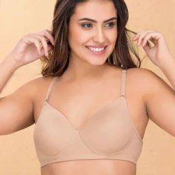 Clovia Beige Non Wired Padded T-Shirt Bra-picture-36