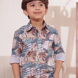 Stuffie Land Boys Classic Floral Printed Casual Shirt-image-72