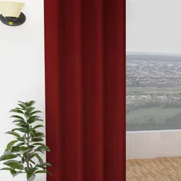 Yellow Weaves Maroon Room Darkening Door Curtain-image-38