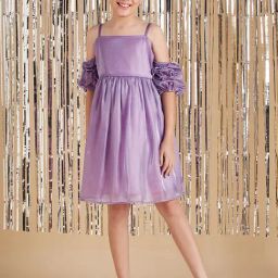 Cherry & Jerry Girls Purple Solid A-Line Knee Length Dress-image-56