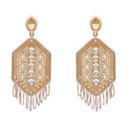 C. Krishniah Chetty Group Gold Geometric Dangle With White Stones And Multi-tone Fringe Earrings-43