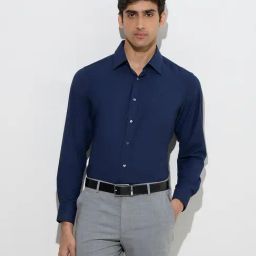 WES Formals by Westside Navy Solid Slim-Fit Cotton Shirt-picture-31