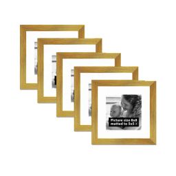Art Street Synthetic Wood Gold Photo Frame (8 x 8 Inch) - Set of 5-3