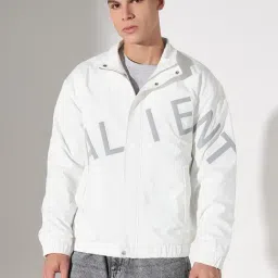 SHOWOFFFF White Nylon Printed Regular Fit Jacket-picture-6