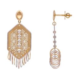 C. Krishniah Chetty Group Gold Geometric Dangle With White Stones And Multi-tone Fringe Earrings image 2