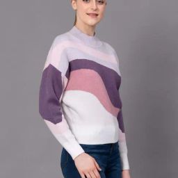 Red Tape Lavender Regular Fit Color-Block Sweater image 3