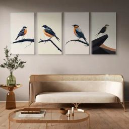 Nestroots Serene Bird Multi Frame Solid Canvas Wall Painting - Set of 4-45