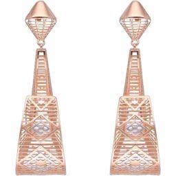 C. Krishniah Chetty Group Gold Modern Rose Filigree Drop Earrings-24
