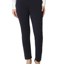Smarty Pants Blue Cotton Lycra Relaxed Fit High Rise Trousers-image-34