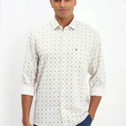 Allen Solly White Cotton Slim Fit Printed Shirt-picture-1