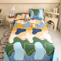 JC HOME Green & Blue Printed Cotton 220 TC Queen Size Bedsheet Set 1.80 m x 2.30 m-image-8