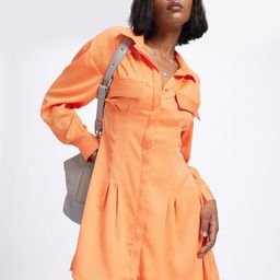 glitchez Vibrant Vibes Crinkle Effect Pleated Shirt-Style Dress-image-60