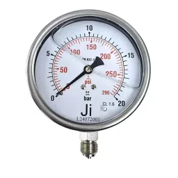 Japsin Instrumentation Glycerin Filled Economical Pressure Gauge 0 to 20 Bar Range 100 mm (4 inch) Dial Size, JIPL-EPG-100MM-B20-23