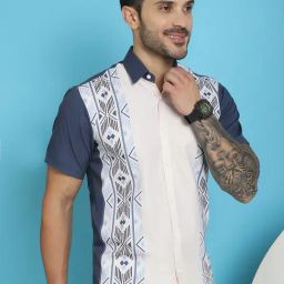 Indian Needle White Regular Fit Printed Shirt-image-51