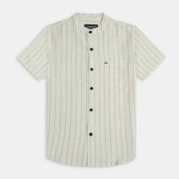 Charchit Boys White Comfort Fit Striped Shirt-image-93