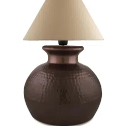 Homesake Copper Antique Hammered Pitcher Table Lamp with Golden Shade (Bulb Included) - Set of 1 image 2