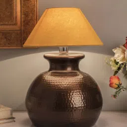 Homesake Copper Antique Hammered Pitcher Table Lamp with Golden Shade (Bulb Included) - Set of 1 image 1