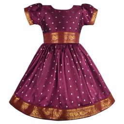 Wish Karo Kids Maroon Printed Frock-image-76