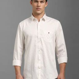 Louis Philippe Beige Cotton Slim Fit Printed Shirt-picture-32