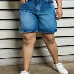 High Star Blue Relaxed Fit High Rise Shorts-image-17