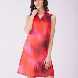 Fablestreet Red Polyester Ombre A-Line Dress-image-44