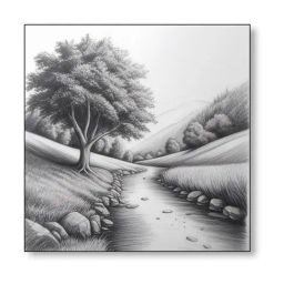 Nestroots Serene River and Tree Black Frame Printed Canvas Wall Painting - Set of 4 image 2