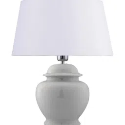 Homesake White Ceramic Table Lamp with Drum Shade (Bulb Included) - Set of 1 image 2