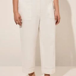 Gia by Westside Off-White Knit-Textured Mid-Rise Cotton Pants-image-80