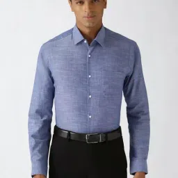 Peter England Blue Regular Fit Texture Shirt-image-89