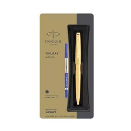 Parker GALAXY Gold Plated Gold Roller Ball Pen (Blue), 8901198480884-3