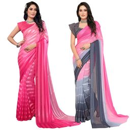 Moda Rapido Pack Of 2 Striped Satin Saree-image-98