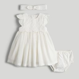 mothercare Girls Schiffli Pure Cotton Fit and Flare Dress With Hairband-image-39