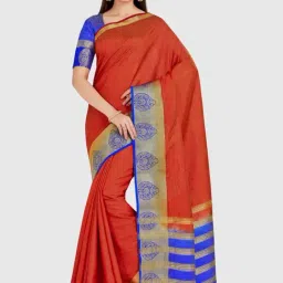 Mimosa Orange Woven Kanjivaram Saree With Blouse-picture-11