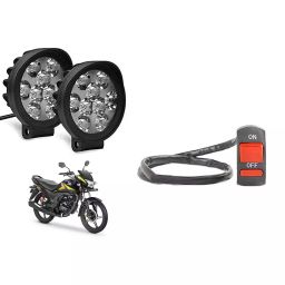 Cartronics 9 Round Cap LED Fog Light With On/Off Switch for Honda CB Shine SP (Set of 2 Pcs)-16