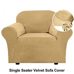 Myntra Elegant Homes Beige Solid Velvet 1 Piece Sofa Cover With Arms-image-22