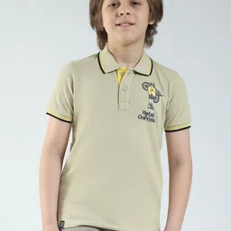 Monte Carlo Boys Typography Printed Polo Collar Pure Cotton Regular Fit Casual T-shirt-image-70