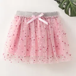 Kookie Kids Knee Length Skirt Glitter Print - Pink-picture-44