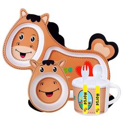 YAMAMA Horse Shape Bamboo Multi Piece Feeding Set Pack of 5   Color May Vary-20