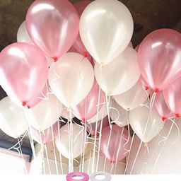 AMFIN Metallic Balloons White & Pink - Pack of 50-image-98