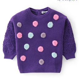 Babyoye Eco Conscious 100% Cotton Full Sleeves Sweater with Applique - Purple-picture-0