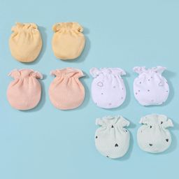 Ben Benny Interlock Knit Mittens with Solid Star & Hearts Design Pack of 4 - Peach Pink & White-picture-19