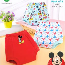 Babyhug Disney Mickey Mouse Print Training Pant Pack of 3 - Red-18