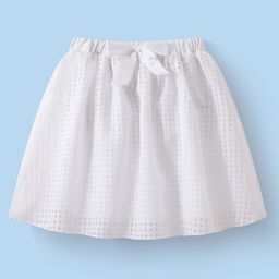 Mark & Mia Above Knee Length Skirt with Checks & Bow Detailing - White-image-18