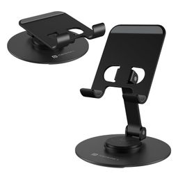 Portronics Mobot 4 Universal Mobile Holding Stand with 360°Rotatable & Height Adjustable, Foldable & Anti-Skid Design, Stable Metallic Round Base, Mobile Holder for Smartphone, Tablets, Kindles POR-2637-21