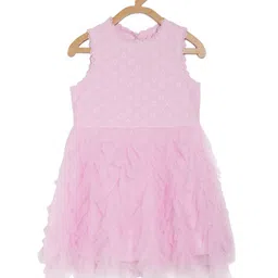 MINI KLUB Cotton Sleeveless Floral Embroidered Dress - Lilac-picture-13