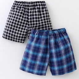 Rikidoos Cotton Pack Of 2 Checked Boxers - Black & Blue-image-31