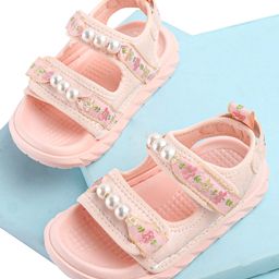 KIDLINGSS Floral Designed Pearls Embellished Sandals - Light Pink-picture-11