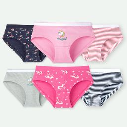 Ariel Cotton Blend Pack Of 6 Floral Printed Striped Panties - Multi Colour-image-77