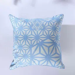 FREEDOM TREE Kiwach Herringbone Grey & Blue Printed Cotton Square Cushion Cover-48